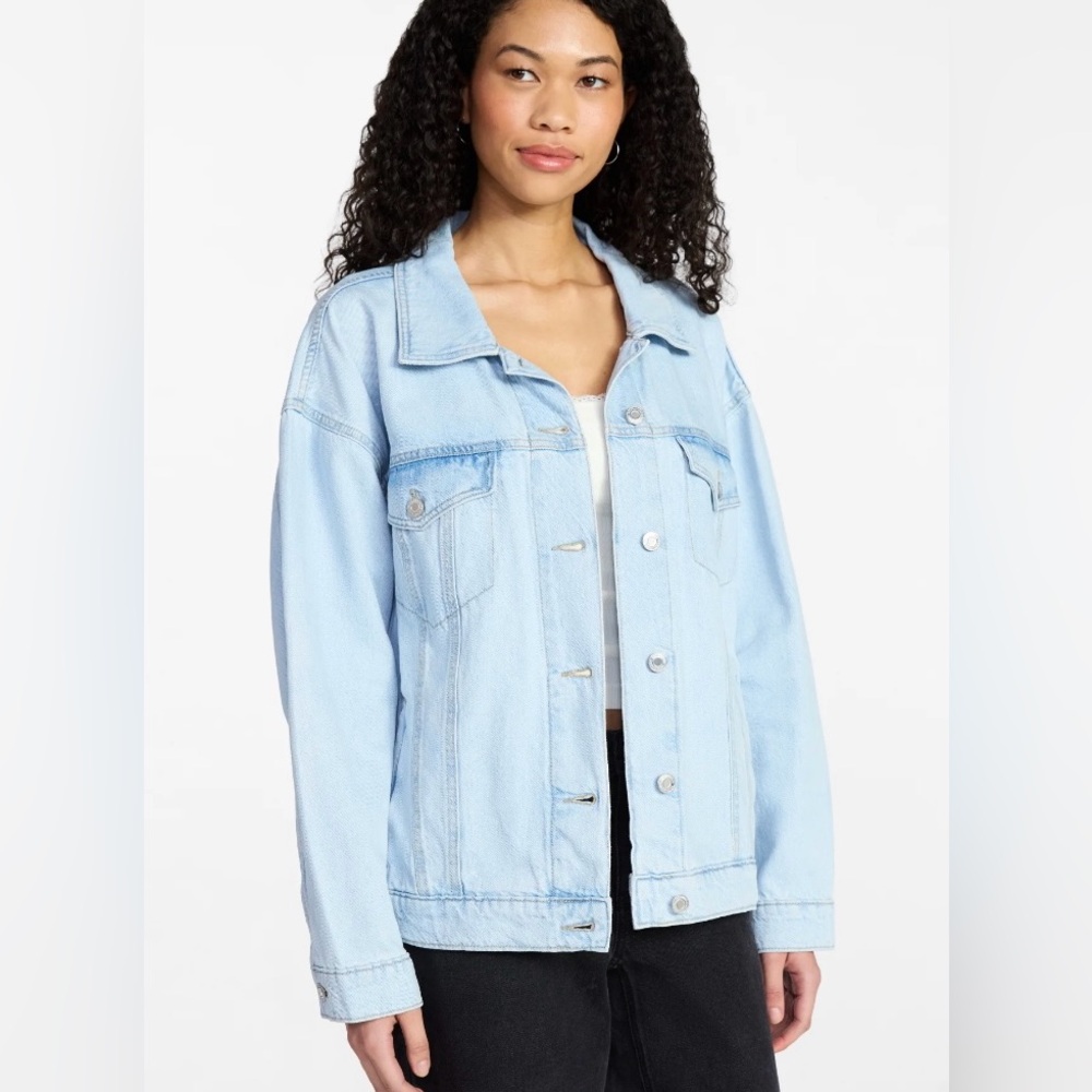 NWT Oversized Super Light Blue Cotton Denim Jean Jacket